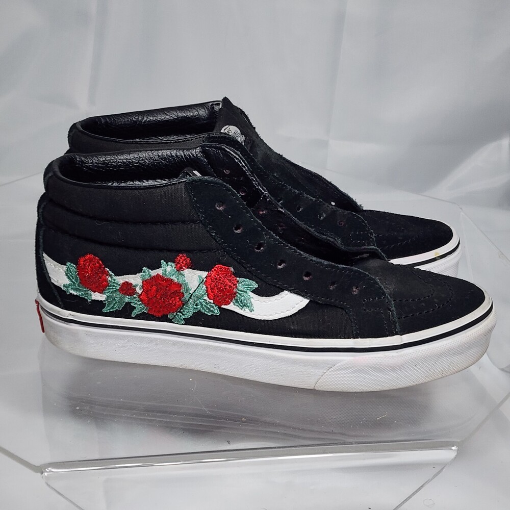 Vans Mid Sneakers Rose Thorn Floral Embroidery Suede Women 6.5/Men 5 Reissue